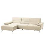 Ecksofa Pattani Webstoff Creme - Ottomane davorstehend links