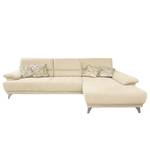 Ecksofa Pattani Webstoff Creme - Ottomane davorstehend rechts