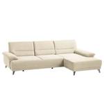 Ecksofa Pattani Webstoff Creme - Ottomane davorstehend rechts