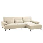 Ecksofa Pattani Webstoff Creme - Ottomane davorstehend rechts