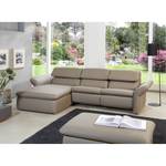 Hoekbank Perira II (met relaxfunctie) kunstleer - Taupe - Longchair vooraanzicht links