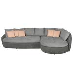 Ecksofa Pias Flachgewebe Taupe / Hellgrau - Ottomane davorstehend rechts