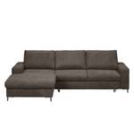 Ecksofa Pierpont (mit Schlaffunktion) Webstoff - Espresso - Longchair davorstehend links