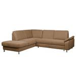 Ecksofa Piketon Microfaser Mittelbraun - Longchair davorstehend links - Keine Funktion