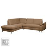 Ecksofa Piketon Microfaser Mittelbraun - Longchair davorstehend links - Keine Funktion