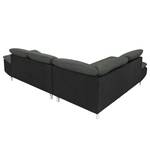 Ecksofa Pinchi (mit Schlaffunktion) Flachgewebe / Webstoff - Schwarz / Anthrazit - Longchair davorstehend links