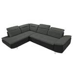 Ecksofa Pinchi (mit Schlaffunktion) Flachgewebe / Webstoff - Schwarz / Anthrazit - Longchair davorstehend links