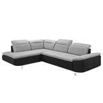 Ecksofa Pinchi (mit Schlaffunktion) Flachgewebe / Webstoff - Schwarz / Grau - Longchair davorstehend links