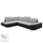 Ecksofa Pinchi (mit Schlaffunktion) Flachgewebe / Webstoff - Schwarz / Grau - Longchair davorstehend links