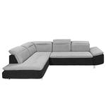 Ecksofa Pinchi (mit Schlaffunktion) Flachgewebe / Webstoff - Schwarz / Grau - Longchair davorstehend links