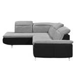 Ecksofa Pinchi (mit Schlaffunktion) Flachgewebe / Webstoff - Schwarz / Grau - Longchair davorstehend links