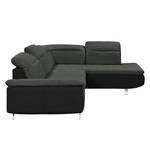 Ecksofa Pinchi (mit Schlaffunktion) Flachgewebe / Webstoff - Schwarz / Anthrazit - Longchair davorstehend rechts