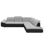 Ecksofa Pinchi (mit Schlaffunktion) Flachgewebe / Webstoff - Schwarz / Grau - Longchair davorstehend rechts