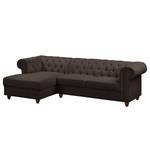 Ecksofa Pintano Webstoff - Espresso - Ottomane davorstehend links