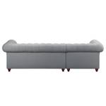 Ecksofa Pintano Webstoff - Silbergrau - Ottomane davorstehend links