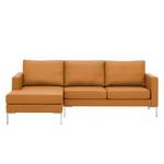 Ecksofa Portobello Echtleder Echtleder Gad: Cognac I - Breite: 207 cm - Longchair davorstehend links