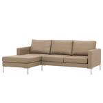 Hoekbank Portobello echt leer Echt leer Gad: Taupe - Breedte: 207 cm - Longchair vooraanzicht links