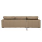 Hoekbank Portobello echt leer Echt leer Gad: Taupe - Breedte: 207 cm - Longchair vooraanzicht links