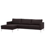 Ecksofa Portobello Echtleder Echtleder Gad: Dunkelbraun - Breite: 251 cm - Longchair davorstehend links