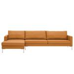 Ecksofa Portobello Echtleder Echtleder Gad: Cognac I - Breite: 293 cm - Longchair davorstehend links