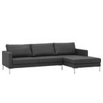 Hoekbank Portobello echt leer Echt leer Gad: Antracietkleurig - Breedte: 251 cm - Longchair vooraanzicht rechts