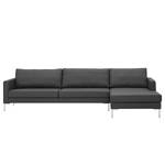 Hoekbank Portobello echt leer Echt leer Gad: Antracietkleurig - Breedte: 293 cm - Longchair vooraanzicht rechts