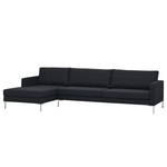 Hoekbank Portobello geweven stof Stof Ramira: Antraciet - Breedte: 293 cm - Longchair vooraanzicht links