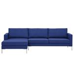 Hoekbank Portobello geweven stof Stof Ramira: Blauw - Breedte: 251 cm - Longchair vooraanzicht links