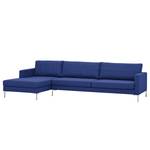 Hoekbank Portobello geweven stof Stof Ramira: Blauw - Breedte: 293 cm - Longchair vooraanzicht links