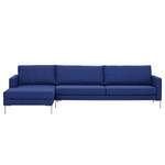 Hoekbank Portobello geweven stof Stof Ramira: Blauw - Breedte: 293 cm - Longchair vooraanzicht links