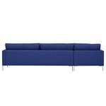 Hoekbank Portobello geweven stof Stof Ramira: Blauw - Breedte: 293 cm - Longchair vooraanzicht links