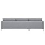 Hoekbank Portobello geweven stof Stof Ramira: ilverkleurig - Breedte: 251 cm - Longchair vooraanzicht links