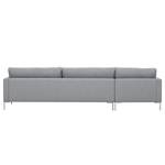 Hoekbank Portobello geweven stof Stof Ramira: ilverkleurig - Breedte: 293 cm - Longchair vooraanzicht links