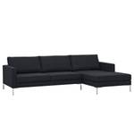 Hoekbank Portobello geweven stof Stof Ramira: Antraciet - Breedte: 251 cm - Longchair vooraanzicht rechts