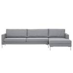 Hoekbank Portobello geweven stof Stof Ramira: ilverkleurig - Breedte: 293 cm - Longchair vooraanzicht rechts