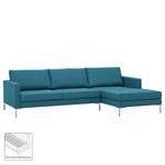 Ecksofa Portobello Webstoff Stoff Ramira: Türkis - Breite: 251 cm - Longchair davorstehend rechts