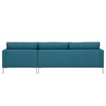 Ecksofa Portobello Webstoff Stoff Ramira: Türkis - Breite: 251 cm - Longchair davorstehend rechts