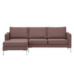 Hoekbank Portobello geweven stof Geweven stof Milan: Grijs-Marron - Breedte: 207 cm - Longchair vooraanzicht links