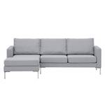 Hoekbank Portobello geweven stof Geweven stof Milan: Lichtgrijs - Breedte: 207 cm - Longchair vooraanzicht links