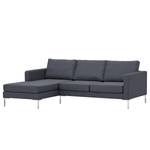 Hoekbank Portobello geweven stof Geweven stof Milan: Antraciet - Breedte: 207 cm - Longchair vooraanzicht links