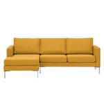 Hoekbank Portobello geweven stof Stof Selva: Mosterdgeel - Breedte: 207 cm - Longchair vooraanzicht links