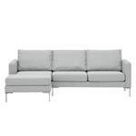 Hoekbank Portobello geweven stof Stof Selva: Zilvergrijs - Breedte: 207 cm - Longchair vooraanzicht links