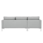 Hoekbank Portobello geweven stof Stof Selva: Zilvergrijs - Breedte: 207 cm - Longchair vooraanzicht links