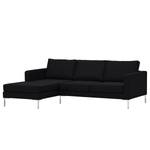 Hoekbank Portobello geweven stof Stof Selva: Antraciet - Breedte: 207 cm - Longchair vooraanzicht links