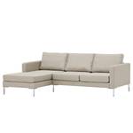 Hoekbank Portobello geweven stof Stof Selva: Beige - Breedte: 207 cm - Longchair vooraanzicht links