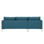 Hoekbank Portobello geweven stof Stof Ramira: Turquoise - Breedte: 207 cm - Longchair vooraanzicht links