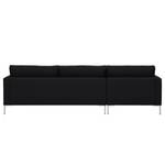 Hoekbank Portobello geweven stof Stof Selva: Antraciet - Breedte: 251 cm - Longchair vooraanzicht links