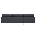 Hoekbank Portobello geweven stof Geweven stof Milan: Antraciet - Breedte: 251 cm - Longchair vooraanzicht links