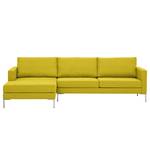 Hoekbank Portobello geweven stof Geweven stof Milan: Geel - Breedte: 251 cm - Longchair vooraanzicht links