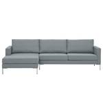 Hoekbank Portobello geweven stof Stof Selva: Grijs - Breedte: 251 cm - Longchair vooraanzicht links